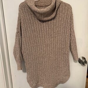 Express Ribbed‎ Cowl Neck Sweater - Brown